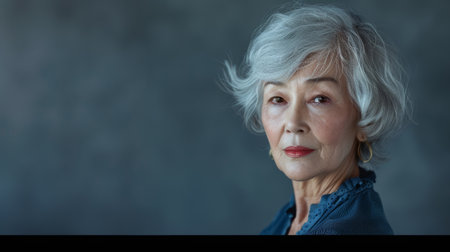 Portrait of smiling senior woman. AI generatedの素材