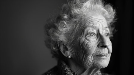 Portrait of smiling senior woman. AI generatedの素材