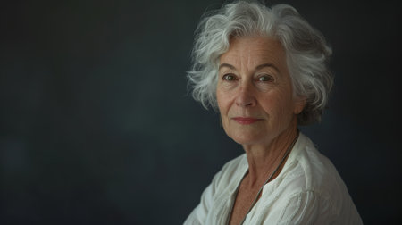 Portrait of smiling senior woman. AI generatedの素材