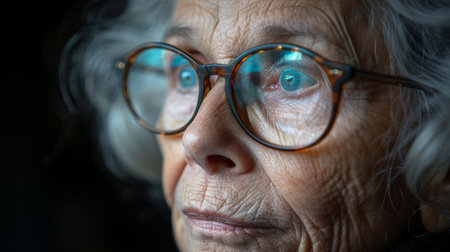 Portrait of smiling senior woman. AI generatedの素材