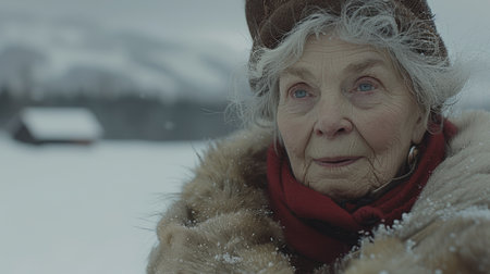 Portrait of smiling senior woman. AI generatedの素材