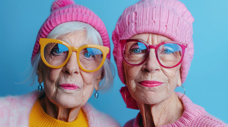 Portrait of smiling senior woman. AI generatedの素材