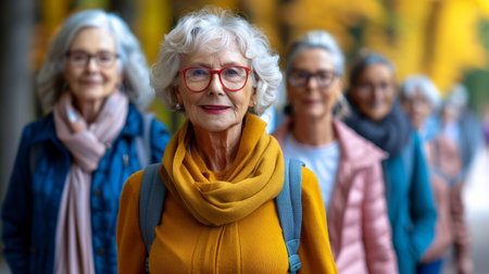 Portrait of smiling senior woman. AI generatedの素材