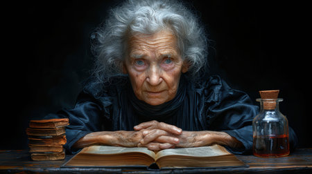 portrait of an elderly unhappy lonely woman of European type with short gray hairの素材