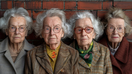 Overjoyed mature grey-haired Caucasian people have fun enjoy time together. happy elderly in living room, senior smiling and happy together to make activityの素材