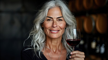 Beautiful young woman with glass and bottle of wine. lonely drinking woman as a social problem. Mental health and female alcoholism. AI generatedの素材