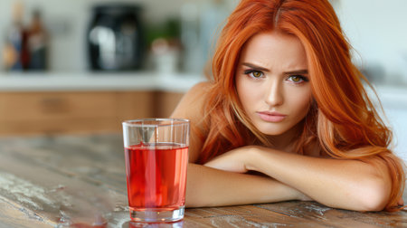 drunk woman Alcohol addiction, depression and loneliness in women. tragedy and nervous breakdowns due to alcohol addictionの素材