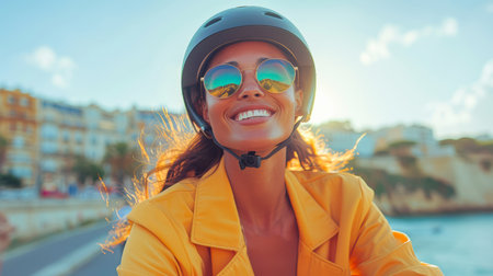 Beautiful natural girl smiling. portrait of a young womanの素材