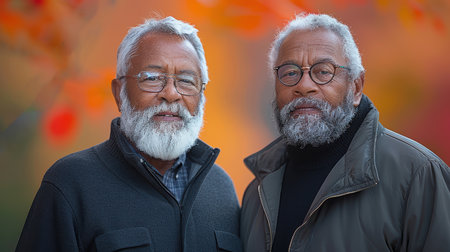 gay couple in love happy to be together. they hold hands and smile they are happy to do something together, walk, cook, workの素材