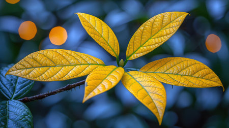 concept.Wireless network and Connection technology concept. blue background with dark blue sparkles, gold splashes, flowers and futuristic elementsの素材