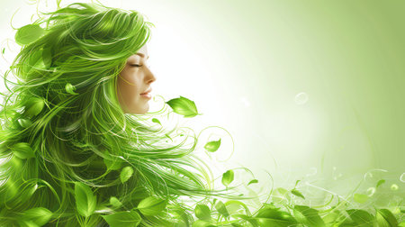 natural and futuristic green background. varied and abstract volumetric and blurの素材
