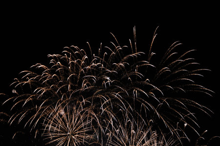Fireworks festival on dark sky. countless small colored bright lights on a black background