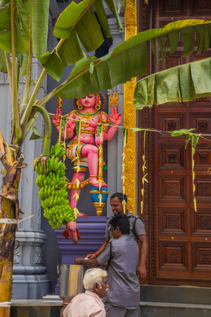 Colombo, Sri Lanka 02/03/2023, an old traditional Sri Lankan temple with many colorful spiritual...