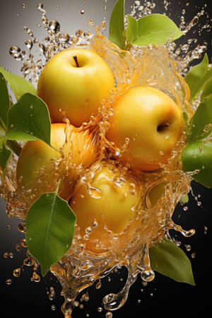 Splash juice with apple. Generative AIの素材