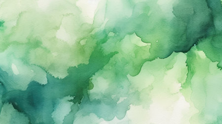Watercolor abstract background white green illustration. Generative AIの素材