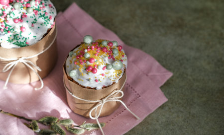 Easter cakes cake with colorful sprinkles on the table