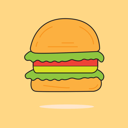 <p><strong>Hamburger</strong> icon. Fast food. Vector illustration of a<strong> hamburger.</strong></p>のイラスト素材
