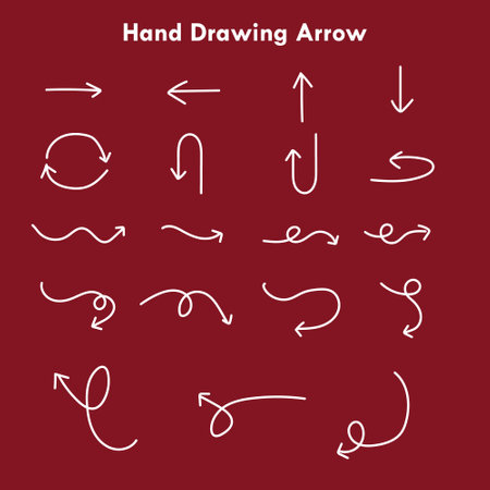 Set of hand drawn doodle arrow icons. Vector illustration.のイラスト素材