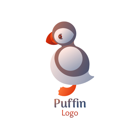 Puffin bird logo. Vector icon on white isolated background.のイラスト素材