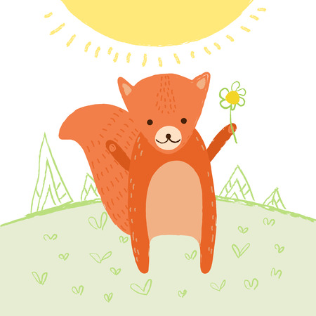 Squirrel illustrationのイラスト素材