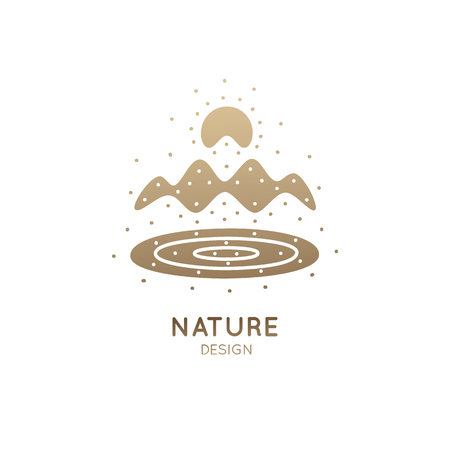 Logo with mountains and sunのイラスト素材