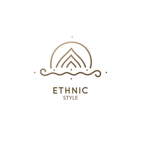 Minimal doodle landscape logo illustrationのイラスト素材