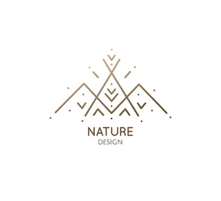 Minimal logo camping tent in natureのイラスト素材