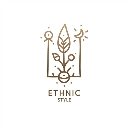 Abstract plant logo. Decoraitive emblem sprouted seed in linear style. Icon of eco food. Vector minimal badge for design of natural product, flower shop, cosmetics, ecology concept, health, spa Centerのイラスト素材
