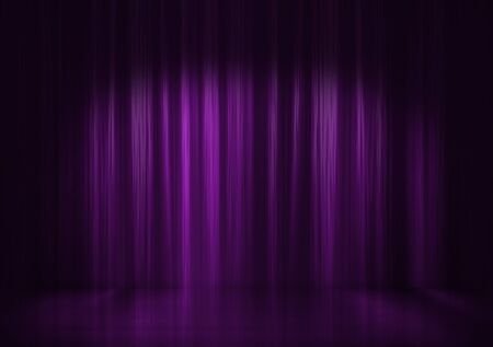 Beautiful violet curtain background.Studio template.3d illustrationの写真素材