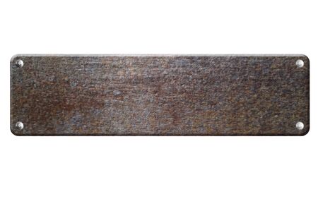 rustic metal plate with rivets, isolated on white background.3d illustrationの写真素材