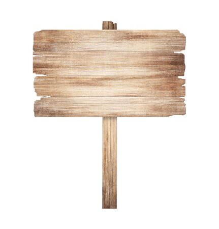 Wooden sign isolated on white background.Wood old planks. 3D illustrationの写真素材