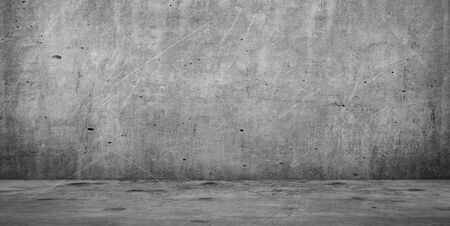 empty room with concrete wall, grey background 3d illustrationの写真素材
