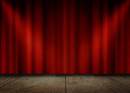 Red stage background.Studio template.3d illustrationの写真素材
