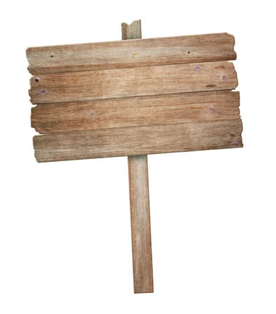 Old wooden sign isolated on white background. Vintage advertising for banner design.  3d illustrationの写真素材