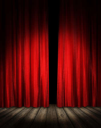 red theater curtain with soft lighting 3d illustrationの写真素材