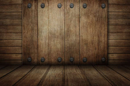 Old wooden background for montage or product presentation.  Abstract vintage wood surface. Technology dark background. Interior design. 3d illustrationの写真素材