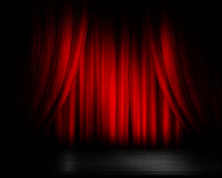 red theater curtain with soft lighting 3d illustrationの写真素材