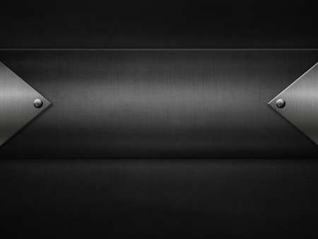 black metal plates with rivets on steel background 3D illustrationの写真素材
