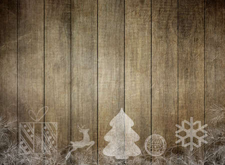 Wooden wall texture with New Year's motive 3D illustration.の写真素材