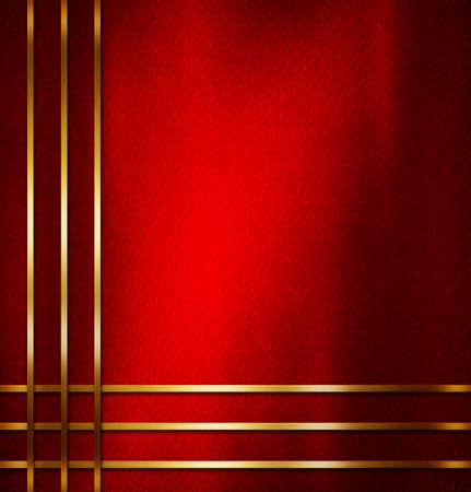 Gold ribbon on red background christmas concept 3d illustration.の写真素材