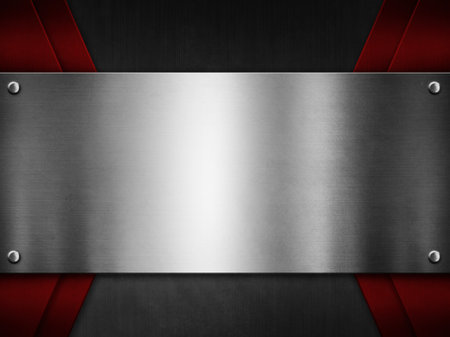 Black metal with red and steel plate abstract background 3d illustrationの写真素材