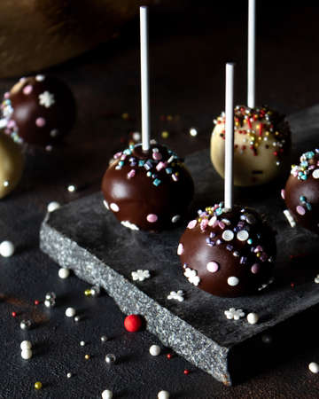 The chocolate cake pops with cream cheeseの写真素材