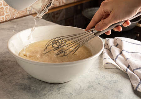 Making cooking pancake cake. Home cookingの写真素材