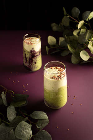 Indian Green Lassi Smoothie with spinach. classic traditional indian drinkの写真素材