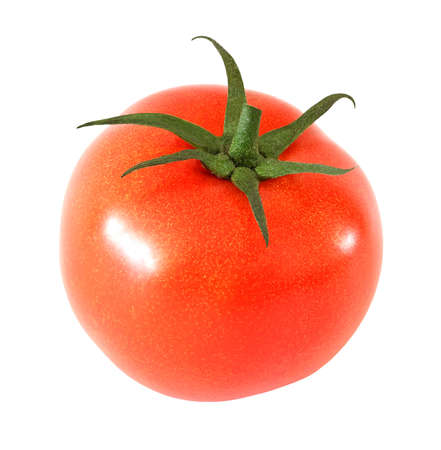 whole tomato isolated on white background with clipping pathの写真素材