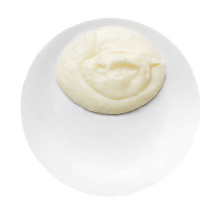 mashed potatoes on a plate isolated isolated on white backgroundの写真素材