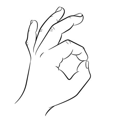 Hand showing OK sign on white background of vector illustrationsのイラスト素材
