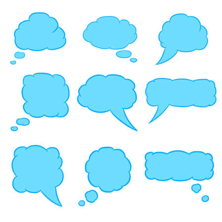 thought cloud set blue with trim of vector illustrationsのイラスト素材