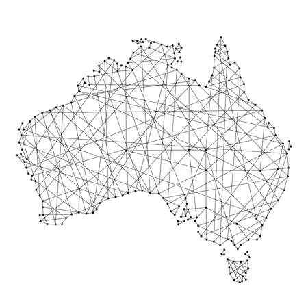 Map of Australia from polygonal black lines and dots of vector illustrationのイラスト素材