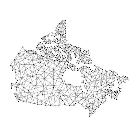 Map of Canada from polygonal black lines and dots of vector illustrationのイラスト素材